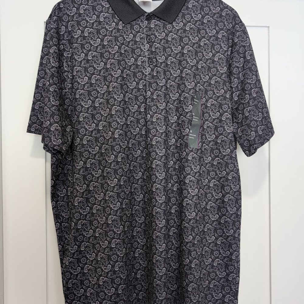 NWOT All in Motion Textured Polo Shirt Mens XL Paisley Performance Golf